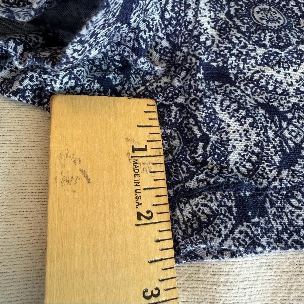Kiss & Cry Women's Large Linen Blend Beach‎ Shorts Navy And White Boho Geometric - Picture 7 of 9
